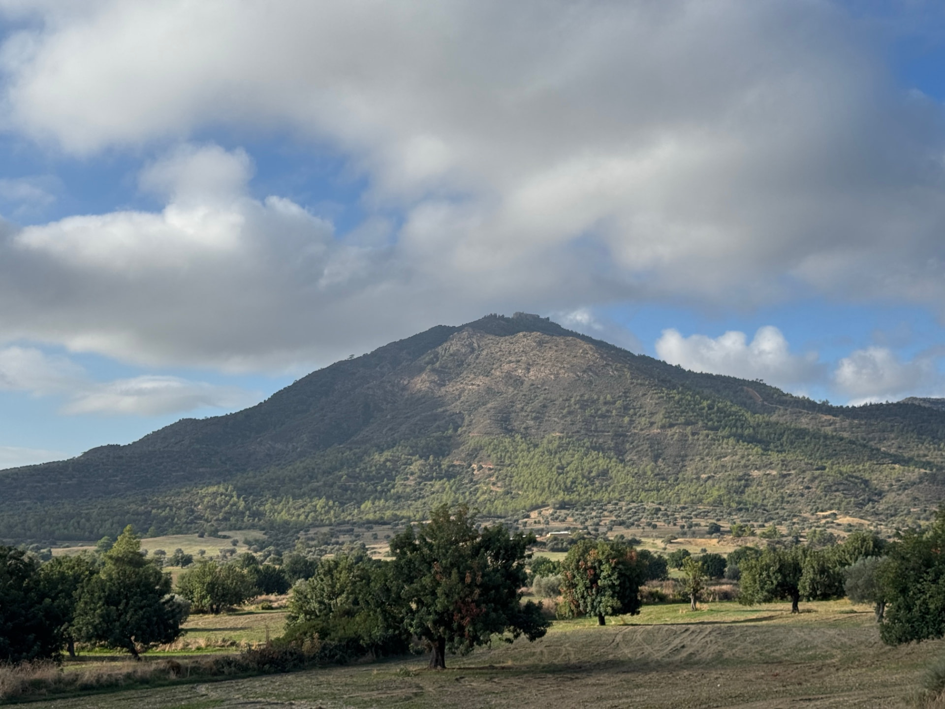 Stavrovouni mountain under a sky of soft clouds