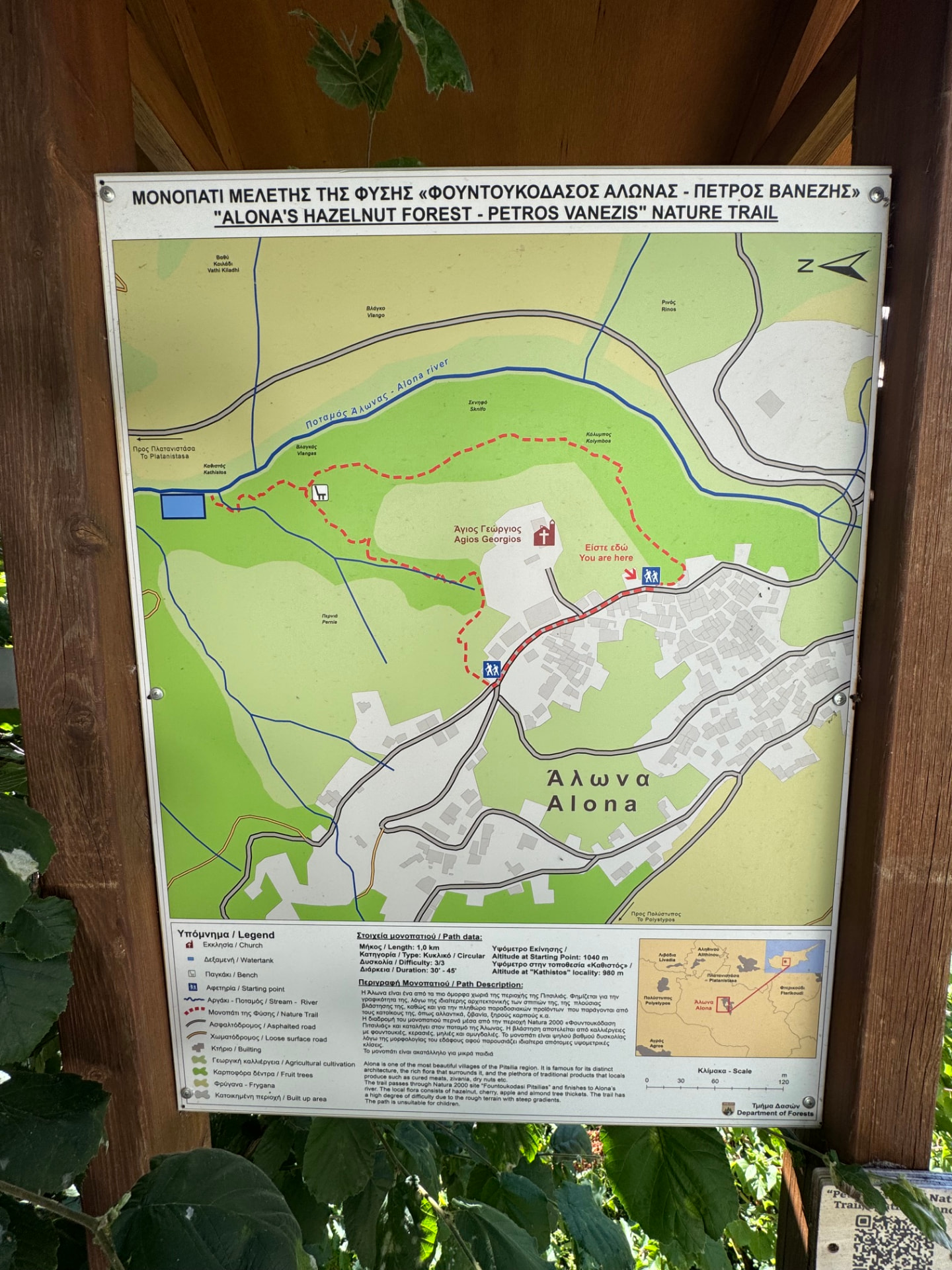 An illustrated village map on a wooden board